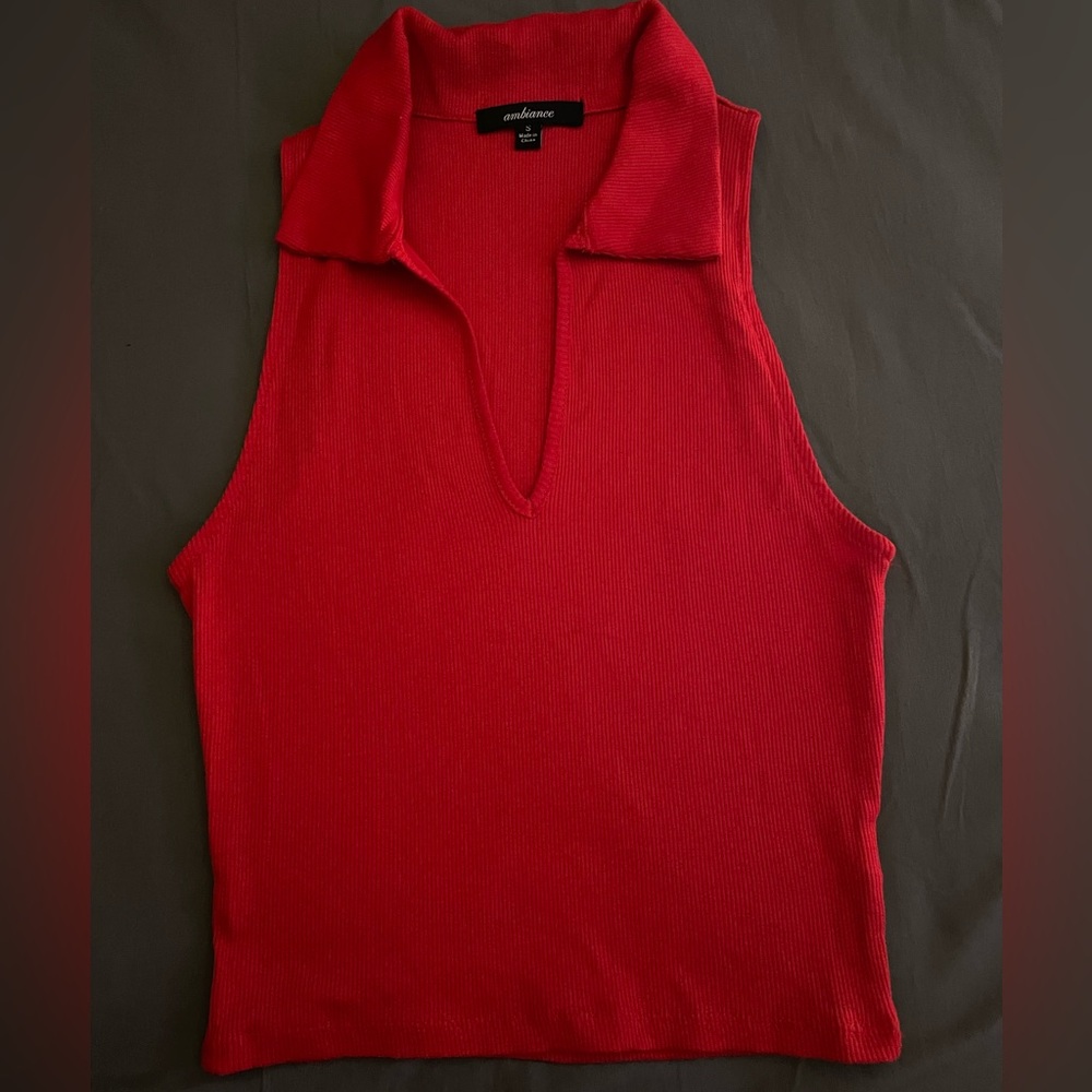 Red Collar Top